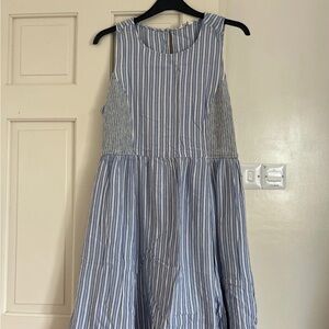 Fat Face Blue and White Striped Casual Kids Dress
